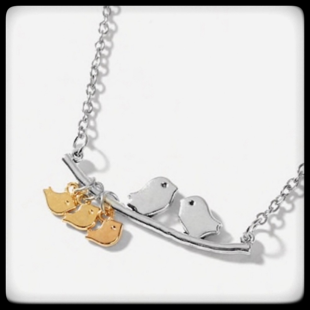 Bird Family on a Branch Necklace